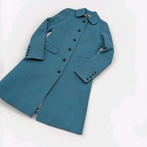 Teal Italian Double Cloth Wool Blend Lady Day Trench Pea Coat Size 4T Classy